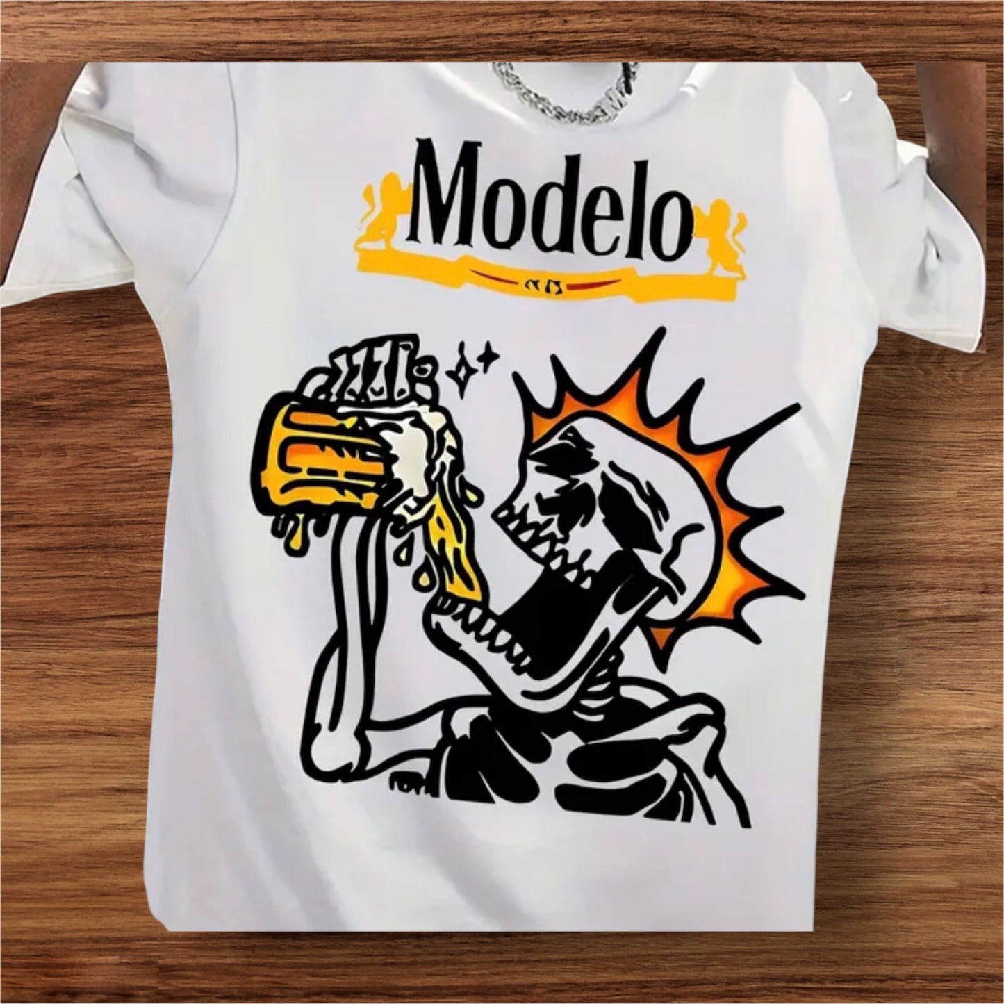 Modelo Skeleton drinking beer t shirt size s,m,l,xl,xxl,xxxl,